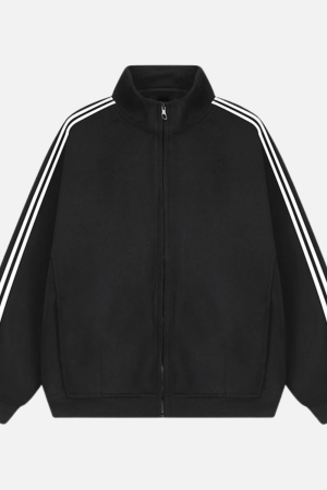 Style Core Aesthetics, New Style Trends Striped Stand Collar Jacket