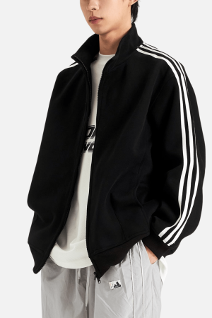 Style Core Aesthetics, New Style Trends Striped Stand Collar Jacket