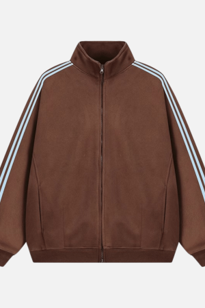 Style Core Aesthetics, New Style Trends Striped Stand Collar Jacket