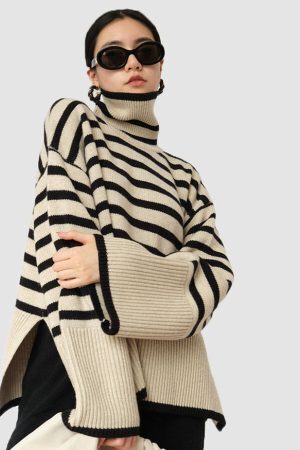 Style Core Aesthetics, New Style Trends Striped Turtleneck Sweater
