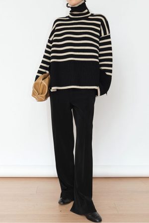 Style Core Aesthetics, New Style Trends Striped Turtleneck Sweater