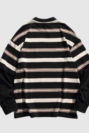 Style Core Aesthetics, New Style Trends Striped Two-Layered Cityboy Sweatshirt