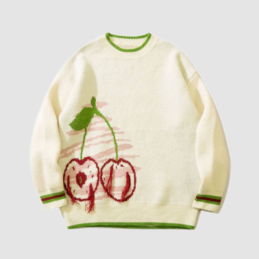 Style Core Aesthetics, New Style Trends Stylish Cherry Pattern Sweater