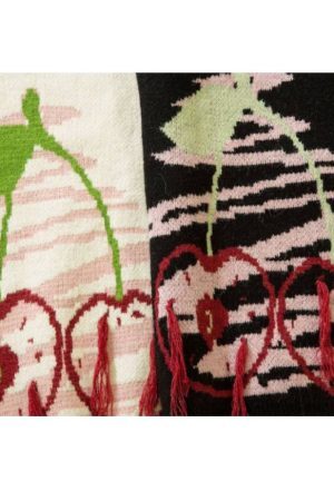 Style Core Aesthetics, New Style Trends Stylish Cherry Pattern Sweater