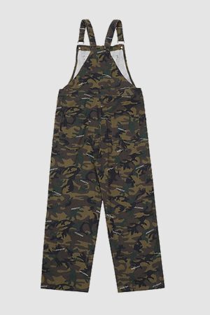 Style Core Aesthetics, New Style Trends Stylish Letter Print Camo Overalls