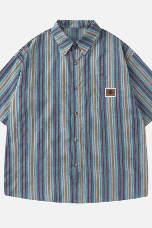 Style Core Aesthetics, New Style Trends Summer Vintage Striped Shirt