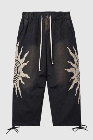 Style Core Aesthetics, New Style Trends Sun Graphic Drawstring Pants