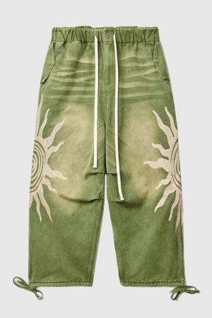 Style Core Aesthetics, New Style Trends Sun Graphic Drawstring Pants