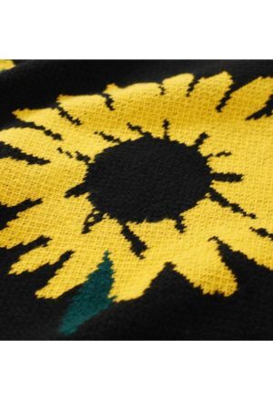 Style Core Aesthetics, New Style Trends Sunflower Pattern Embroidery Knit Sweater