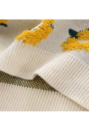 Style Core Aesthetics, New Style Trends Sunflower Pattern Embroidery Sweater