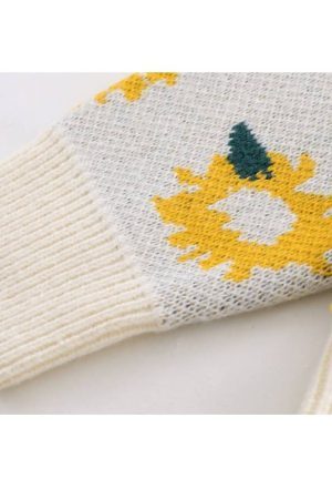 Style Core Aesthetics, New Style Trends Sunflower Pattern Embroidery Sweater