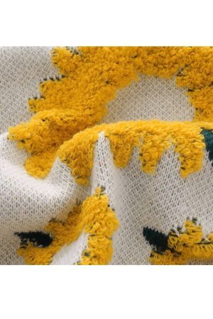 Style Core Aesthetics, New Style Trends Sunflower Pattern Embroidery Sweater