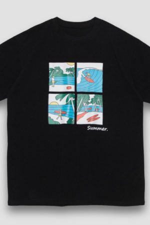 Style Core Aesthetics, New Style Trends Surf Print Couple Tee