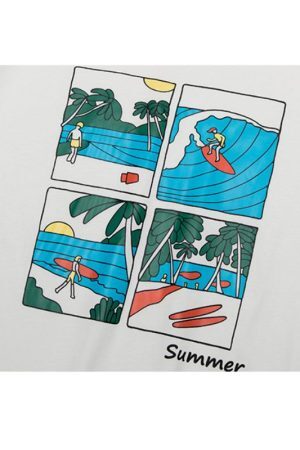 Style Core Aesthetics, New Style Trends Surf Print Couple Tee
