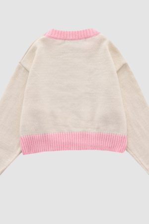 Style Core Aesthetics, New Style Trends Sweet Bow & Flower Print Cropped Sweater