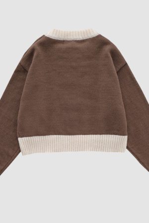 Style Core Aesthetics, New Style Trends Sweet Bow & Flower Print Cropped Sweater