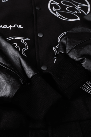 Style Core Aesthetics, New Style Trends Symbol Embroidery PU Leather Stitching Baseball Jacket