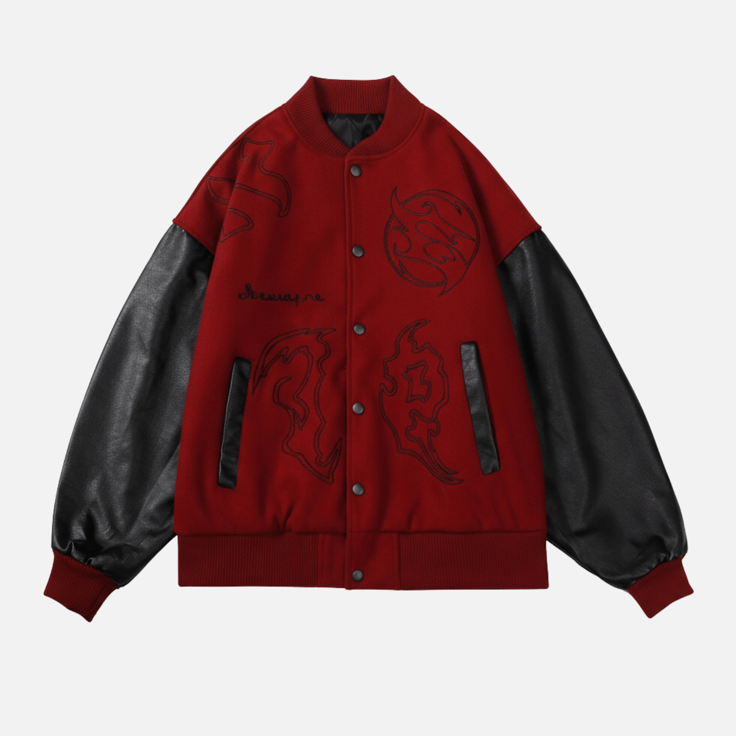 Style Core Aesthetics, New Style Trends Symbol Embroidery PU Leather Stitching Baseball Jacket Style Core Aesthetics, New Style Trends Symbol Embroidery PU Leather Stitching Baseball Jacket