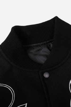 Style Core Aesthetics, New Style Trends Symbol Embroidery PU Leather Stitching Baseball Jacket