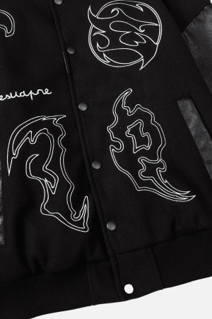 Style Core Aesthetics, New Style Trends Symbol Embroidery PU Leather Stitching Baseball Jacket