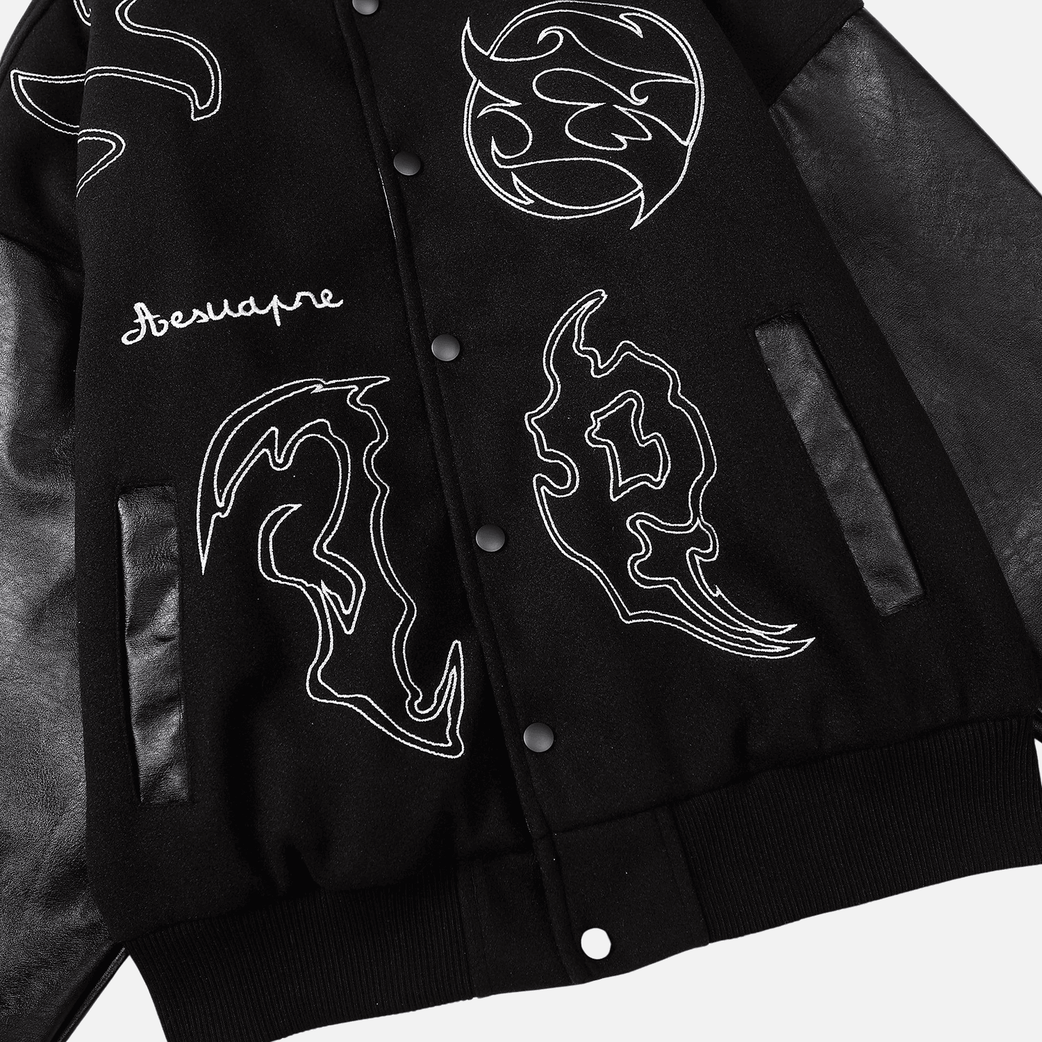 Style Core Aesthetics, New Style Trends Symbol Embroidery PU Leather Stitching Baseball Jacket Style Core Aesthetics, New Style Trends Symbol Embroidery PU Leather Stitching Baseball Jacket