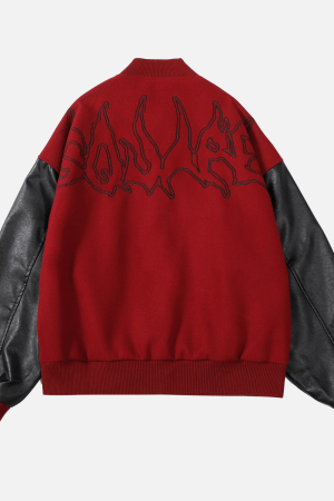 Style Core Aesthetics, New Style Trends Symbol Embroidery PU Leather Stitching Baseball Jacket