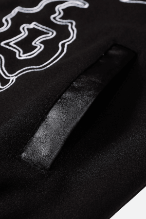 Style Core Aesthetics, New Style Trends Symbol Embroidery PU Leather Stitching Baseball Jacket