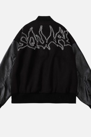 Style Core Aesthetics, New Style Trends Symbol Embroidery PU Leather Stitching Baseball Jacket