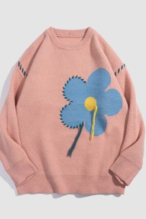 Style Core Aesthetics, New Style Trends Tassel Flower Pattern Sweater
