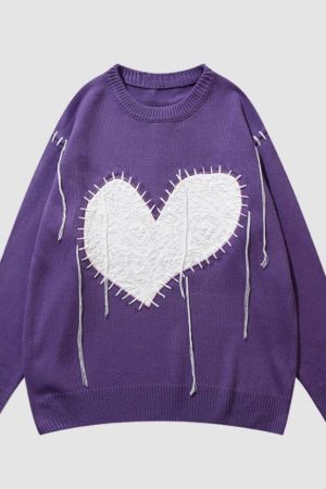 Style Core Aesthetics, New Style Trends Tassel Heart Pattern Sweater