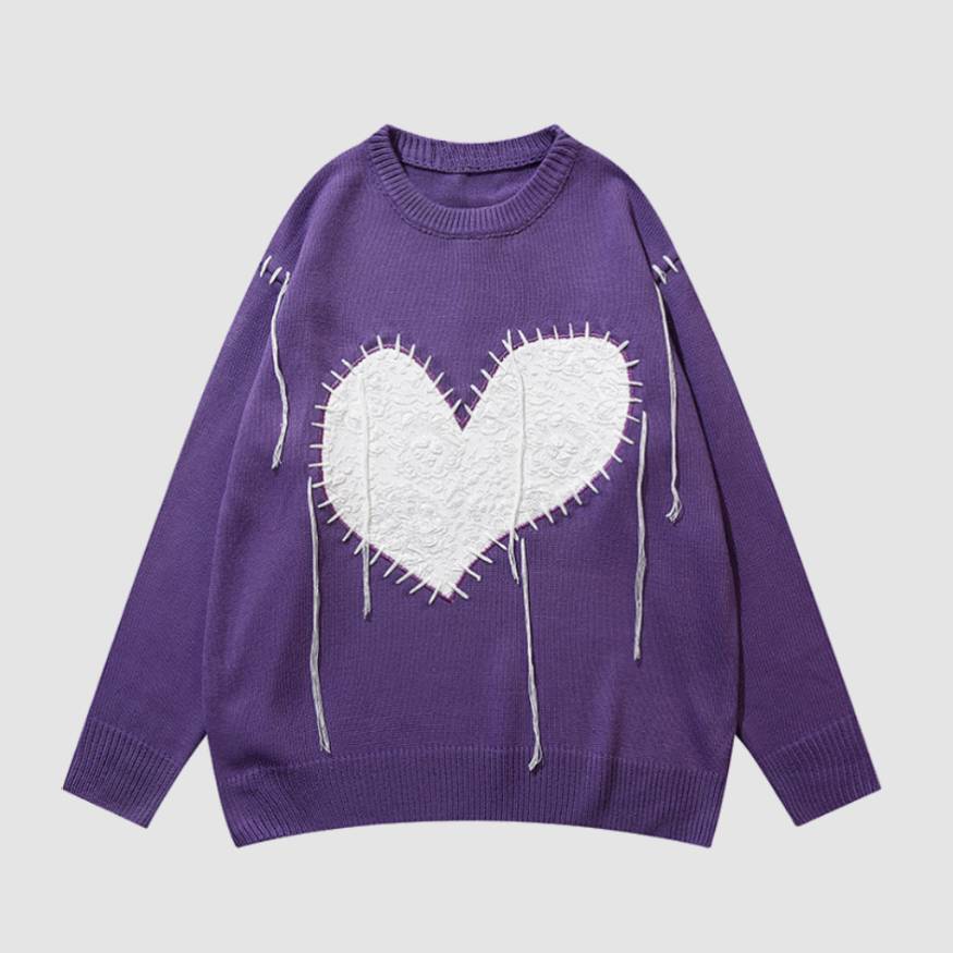 Style Core Aesthetics, New Style Trends Tassel Heart Pattern Sweater