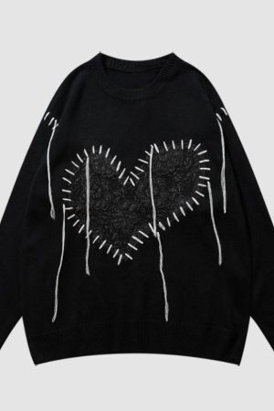 Style Core Aesthetics, New Style Trends Tassel Heart Pattern Sweater