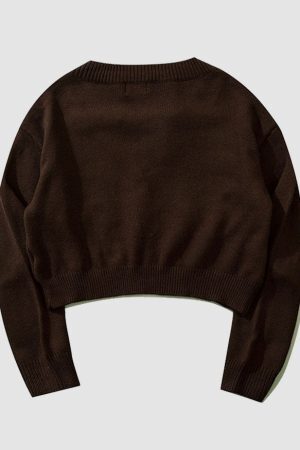 Style Core Aesthetics, New Style Trends Tassel Letter Embroidery Halter Neck Cropped Sweater