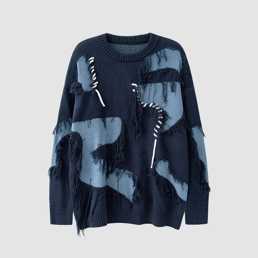 Style Core Aesthetics, New Style Trends Tassel Rope Stitching Sweater