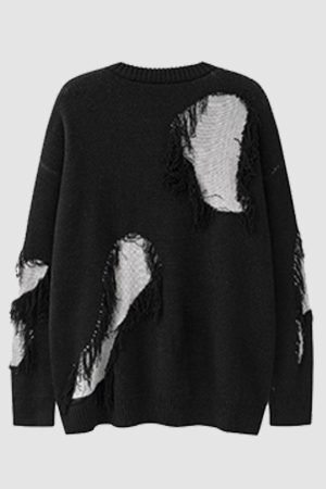 Style Core Aesthetics, New Style Trends Tassel Rope Stitching Sweater