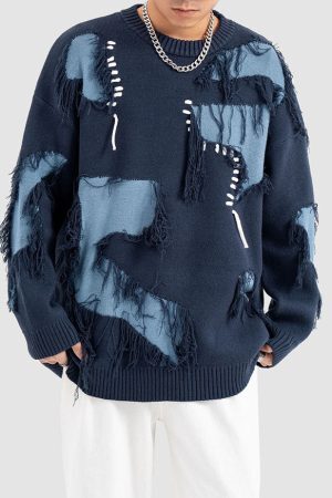 Style Core Aesthetics, New Style Trends Tassel Rope Stitching Sweater