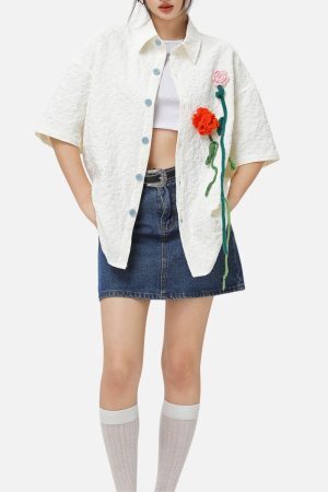 Style Core Aesthetics, New Style Trends Textured Floral Shirt