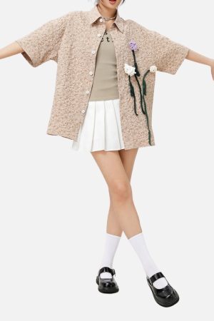 Style Core Aesthetics, New Style Trends Textured Floral Shirt