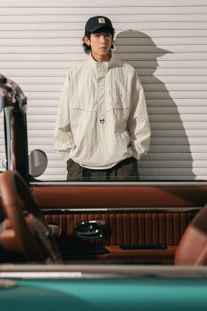 Style Core Aesthetics, New Style Trends Textured Half-Zip Tactical Windbreakers