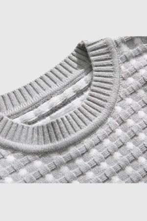 Style Core Aesthetics, New Style Trends Textured Knit Crew Neck Sweater