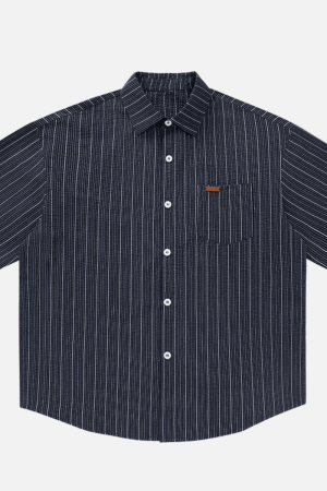Style Core Aesthetics, New Style Trends Textured Stripe Short-Sleeve Shirt