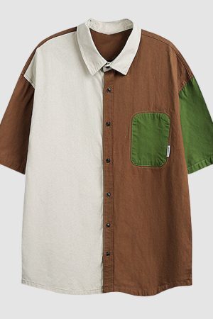 Style Core Aesthetics, New Style Trends Three Colors Patchwork Shirts