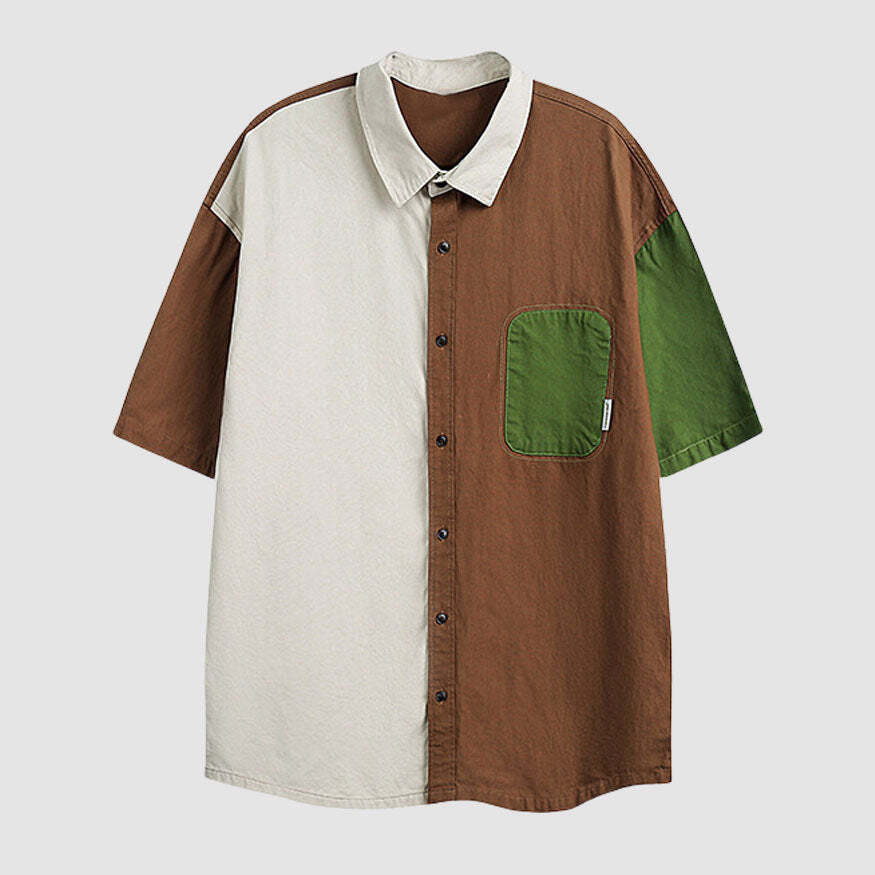 Style Core Aesthetics, New Style Trends Three Colors Patchwork Shirts