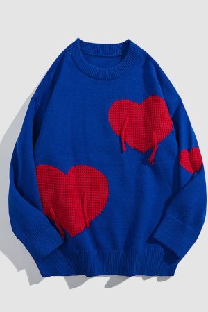 Style Core Aesthetics, New Style Trends Three Heart Pattern Sweater