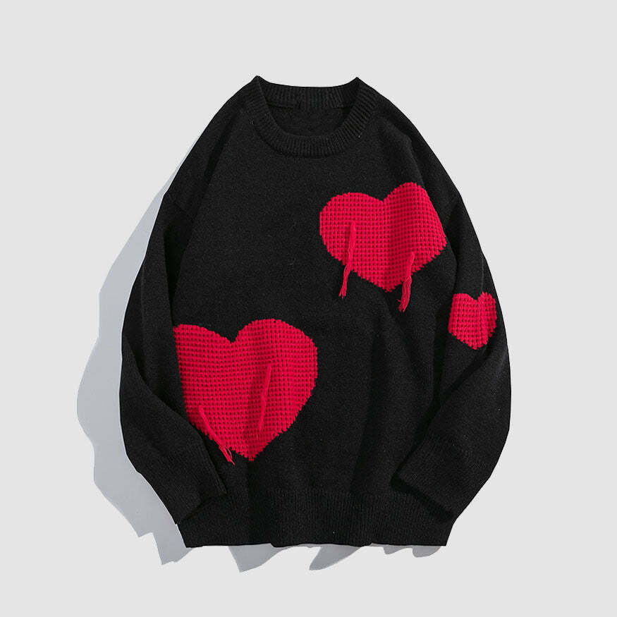 Style Core Aesthetics, New Style Trends Three Heart Pattern Sweater