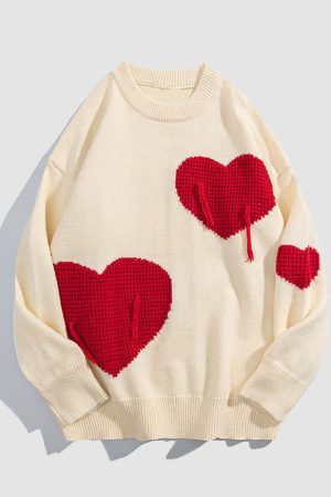 Style Core Aesthetics, New Style Trends Three Heart Pattern Sweater