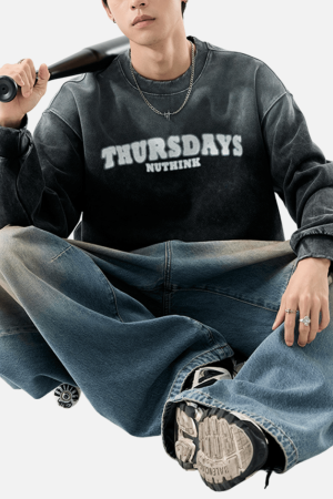 Style Core Aesthetics, New Style Trends 'Thursdays Nuthink' Washed Sweatshirt