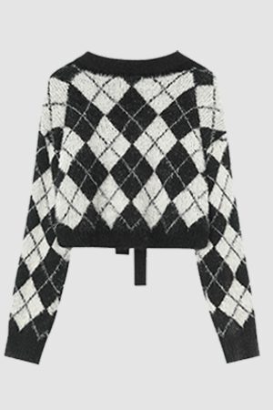 Style Core Aesthetics, New Style Trends Tie + Argyle Pattern Cropped Sweater