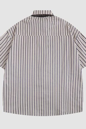 Style Core Aesthetics, New Style Trends Tie Decor Stripe Shirts