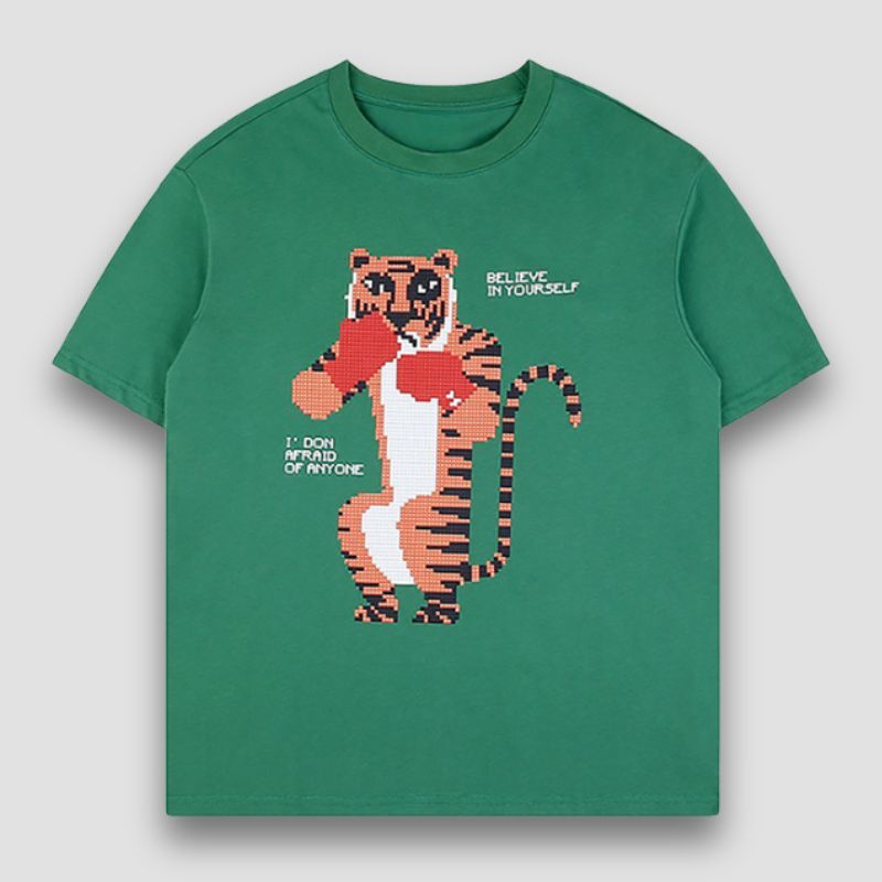 Style Core Aesthetics, New Style Trends Tiger Graphic Foam Print Tee
